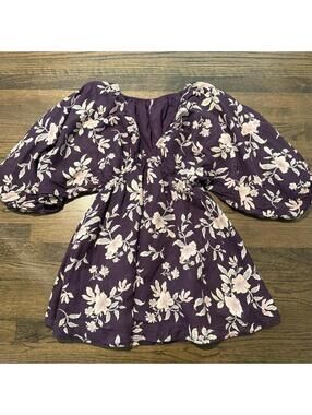 Free People Portia Purple Floral Printed Mini Dress Small